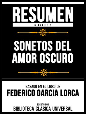 cover image of Resumen & Analisis--Sonetos Del Amor Oscuro--Basado En El Libro De Federico Garcia Lorca